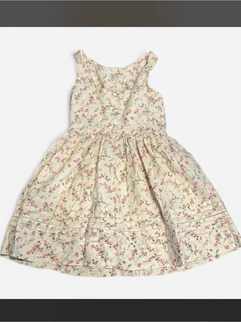 Ralph Lauren Floral Seersucker Dress Size 7 New
